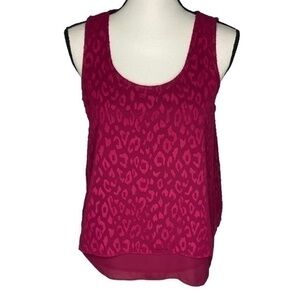 Apt 9 Top Dark Pink Leopard Print Layered Tank Blouse Top Size Small
